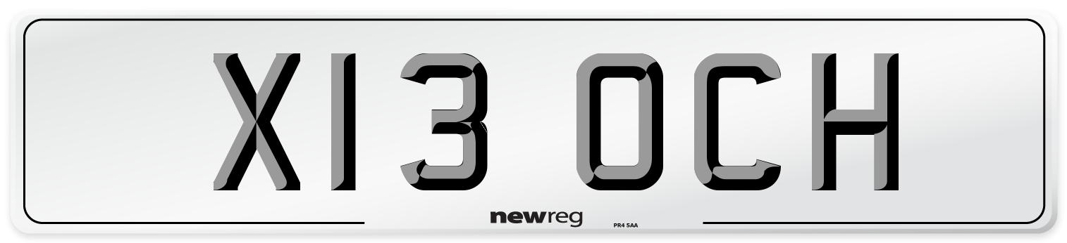 X13 OCH Number Plate from New Reg